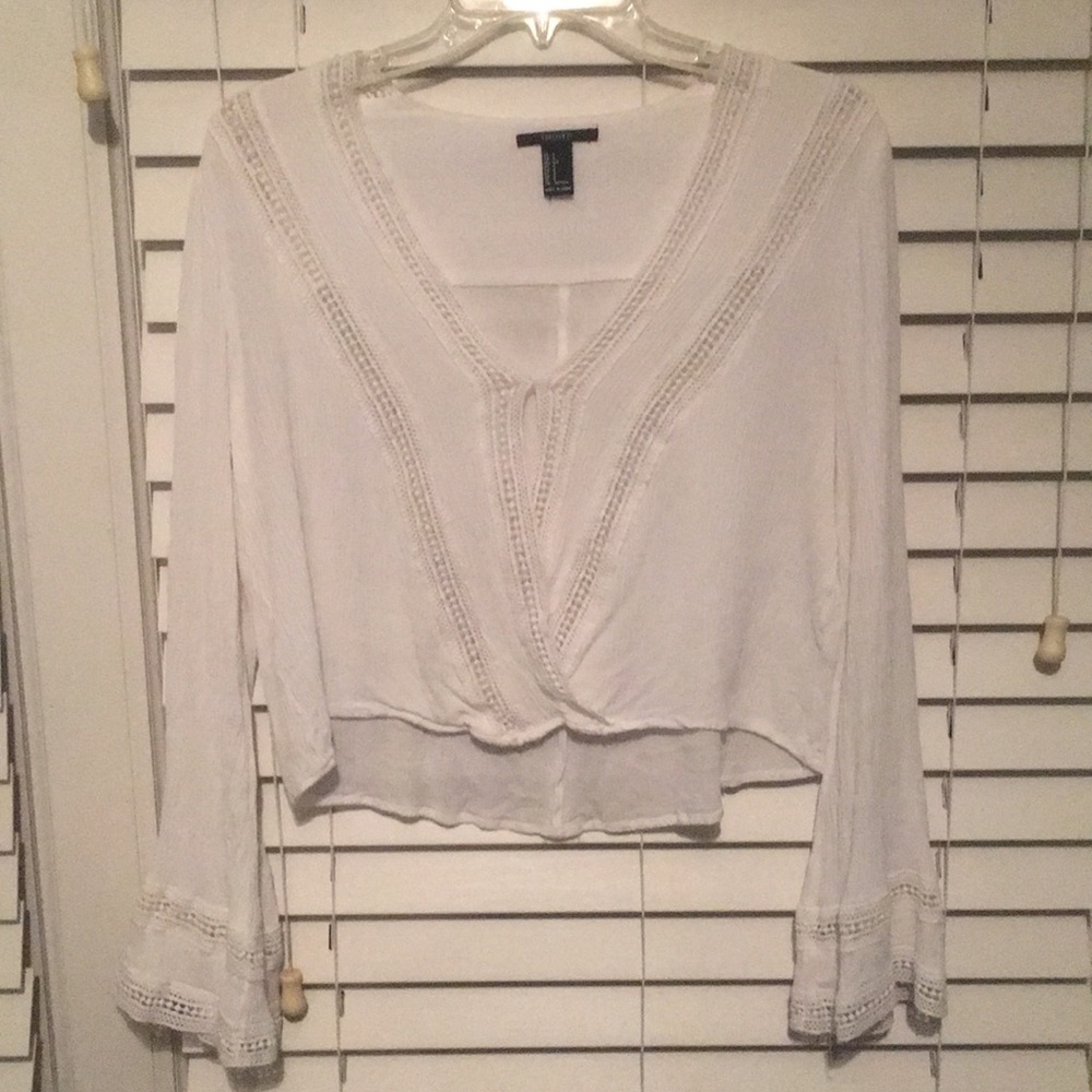Hippie style bell sleeve crop top